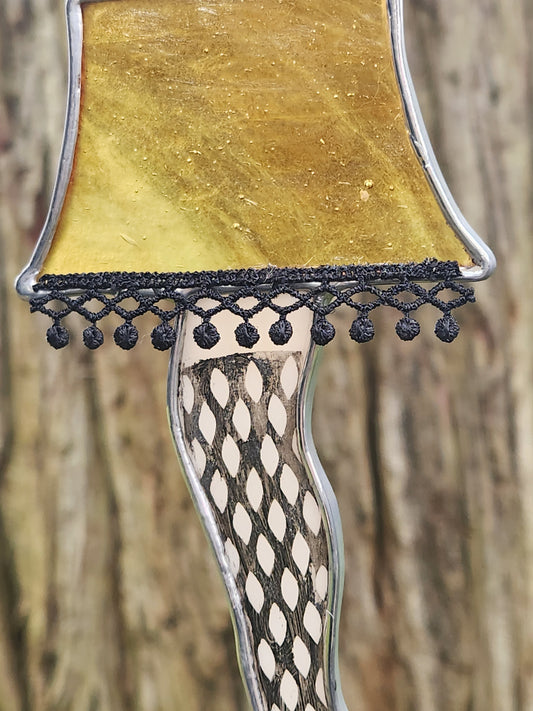 Amber Mint Stained Glass Leg Lamp Ornament