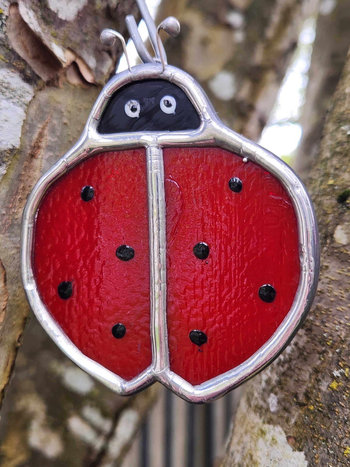 Small Hanging Red Stained Glass Ladybug