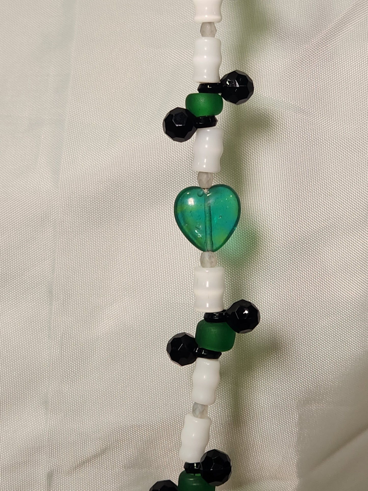 White Cateye Bamboo, Black & Green Suncatcher