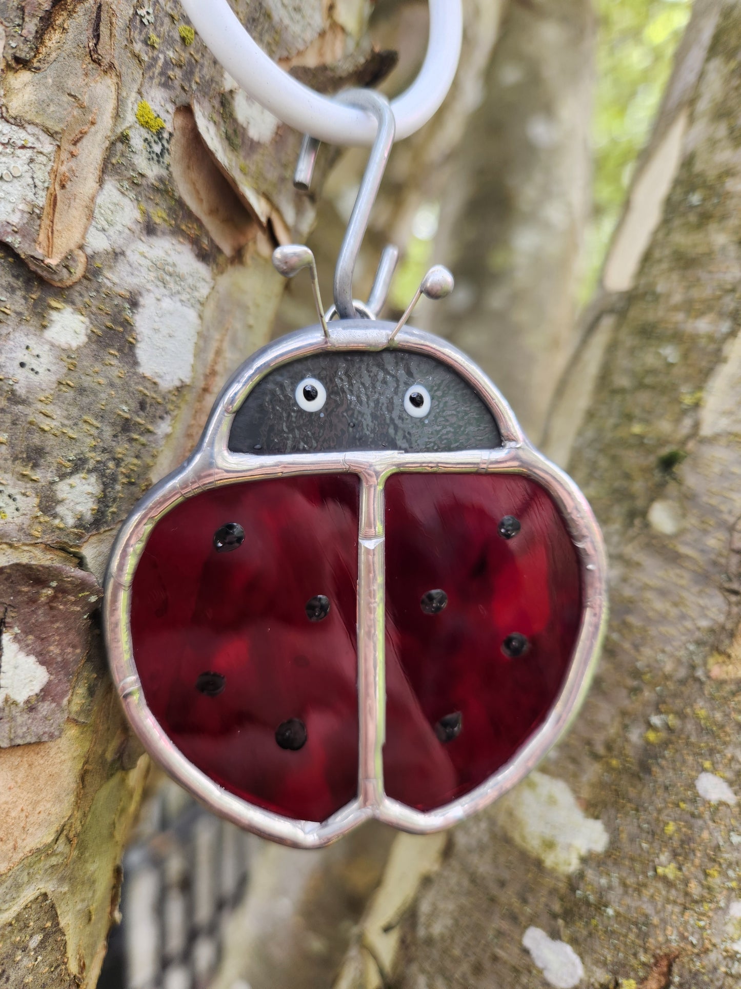 Small Hanging Red Waterglass Stained Glass Ladybug