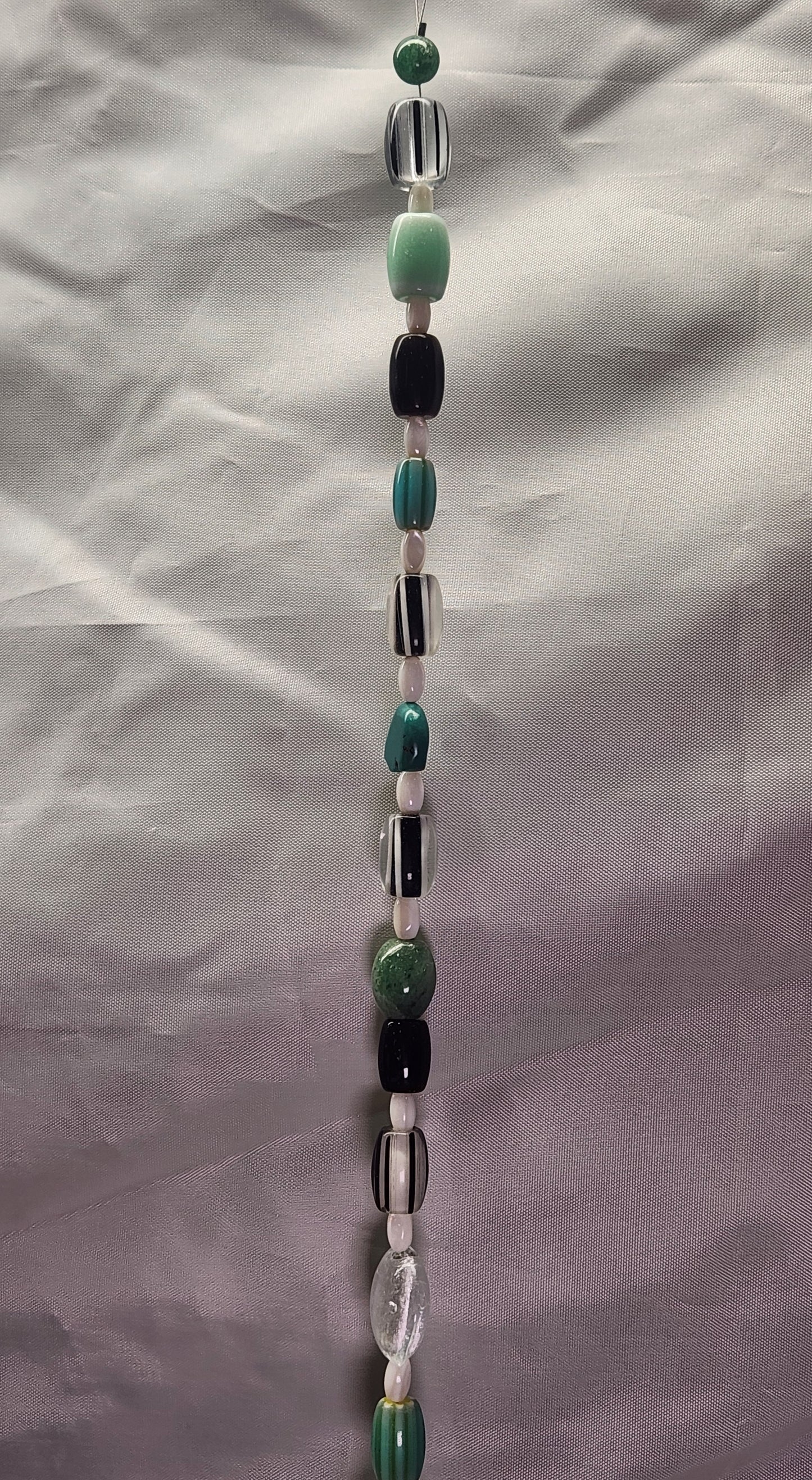Black, White and Teal Barrel Suncatcher