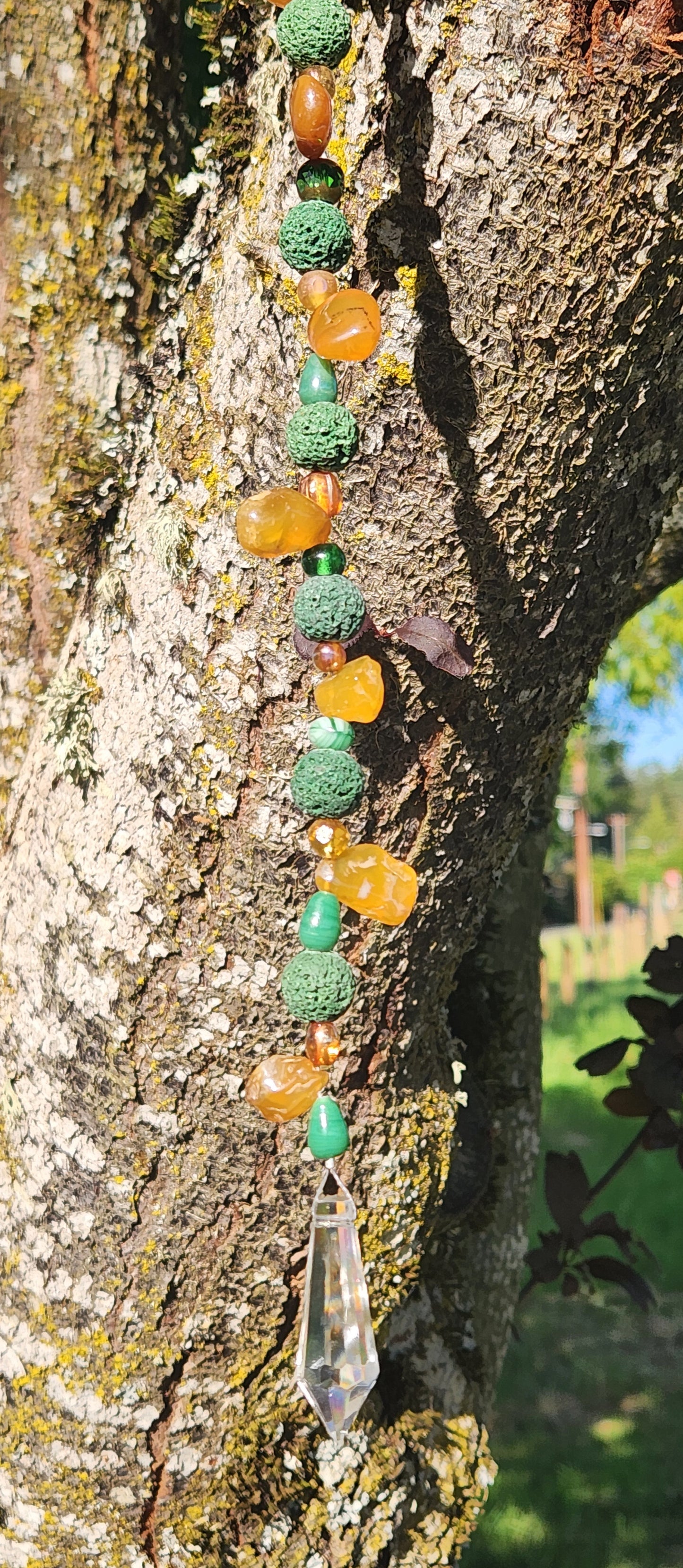 Mossy Green & Amber Suncatcher