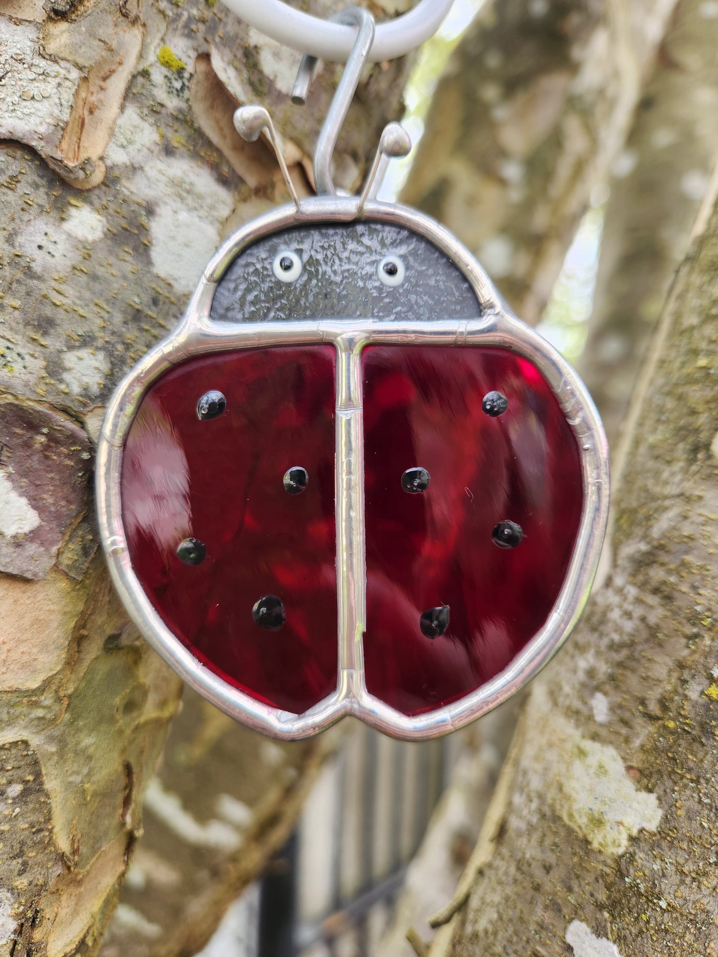Small Hanging Red Waterglass Stained Glass Ladybug