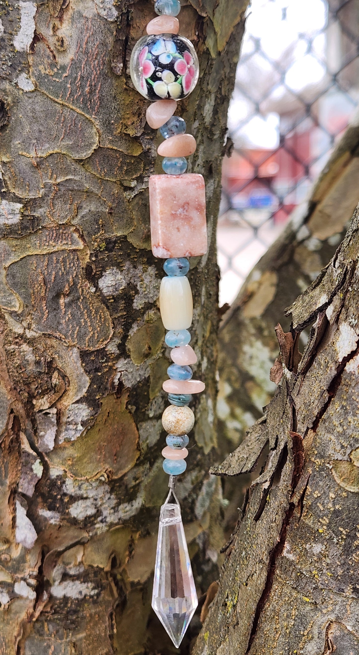 Aqua & Pink Gemstone Suncatcher