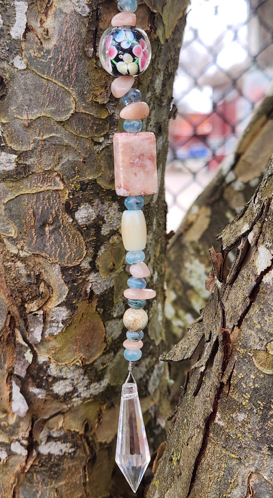 Aqua & Pink Gemstone Suncatcher