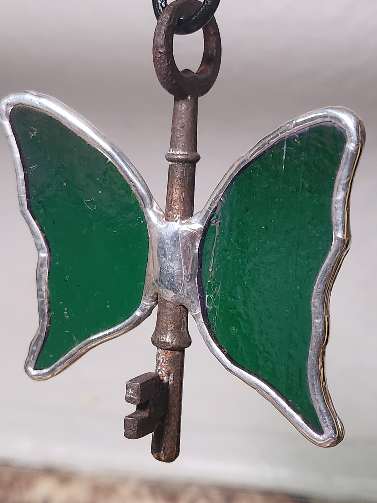 Green-to-Purple Iridescent Stained Glass Flying Key