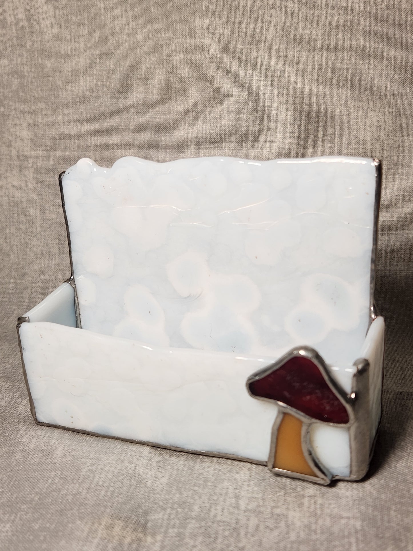White Mottled Stained Glass Business Card Holder