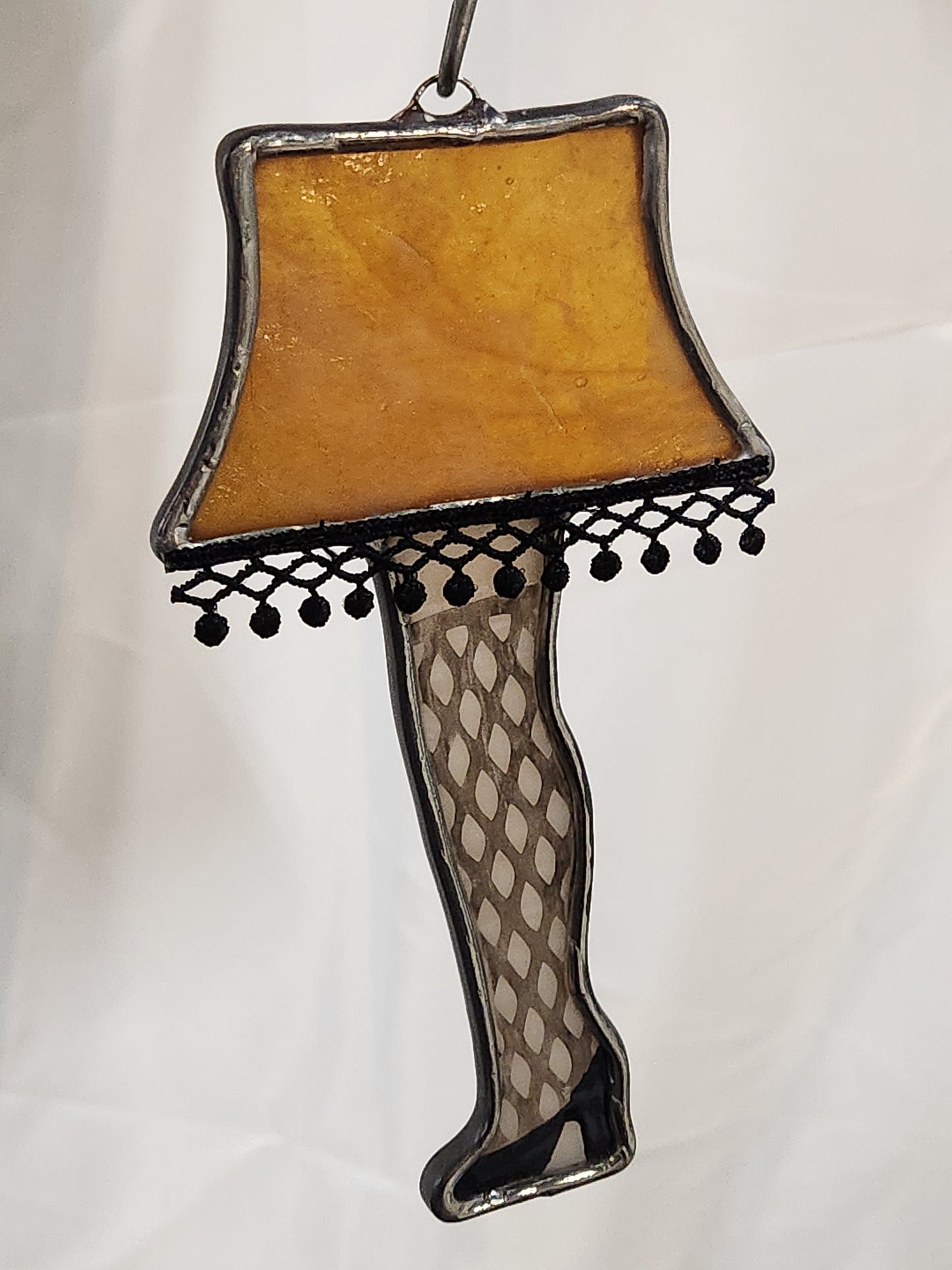 Caramel Cream Lamp Shade Stained Glass Leg Lamp Ornament