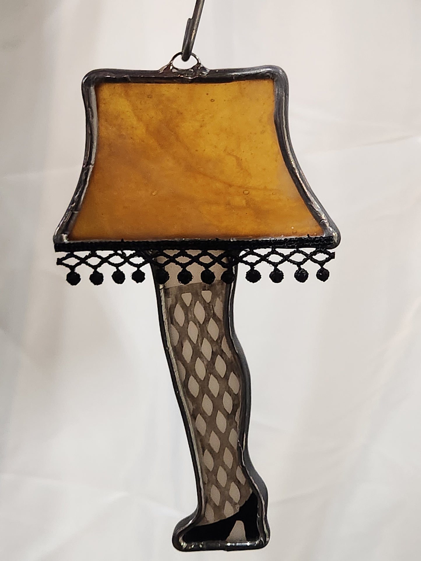 Caramel Cream Lamp Shade Stained Glass Leg Lamp Ornament