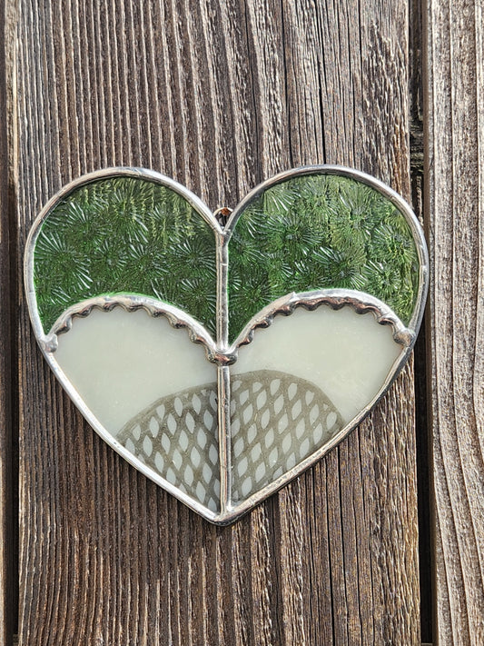 Green Florentine Stained Glass Heart Shaped Booty