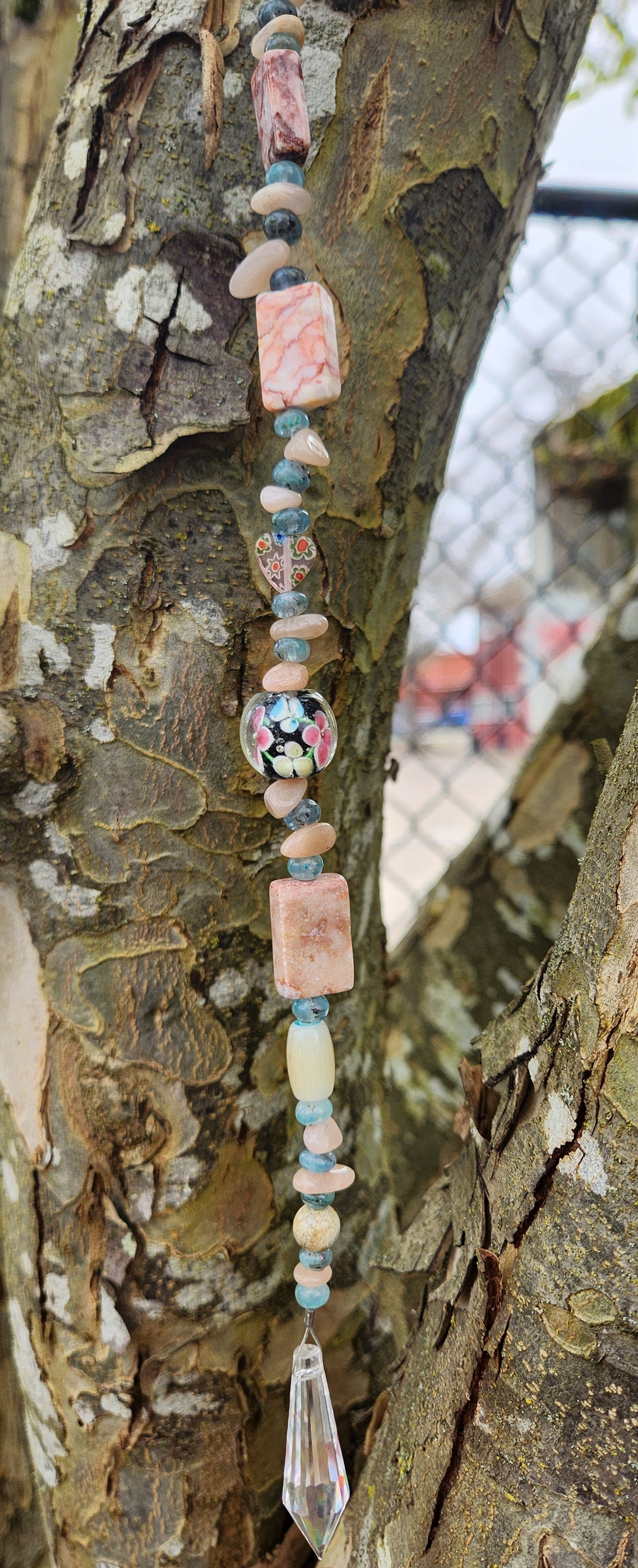 Aqua & Pink Gemstone Suncatcher