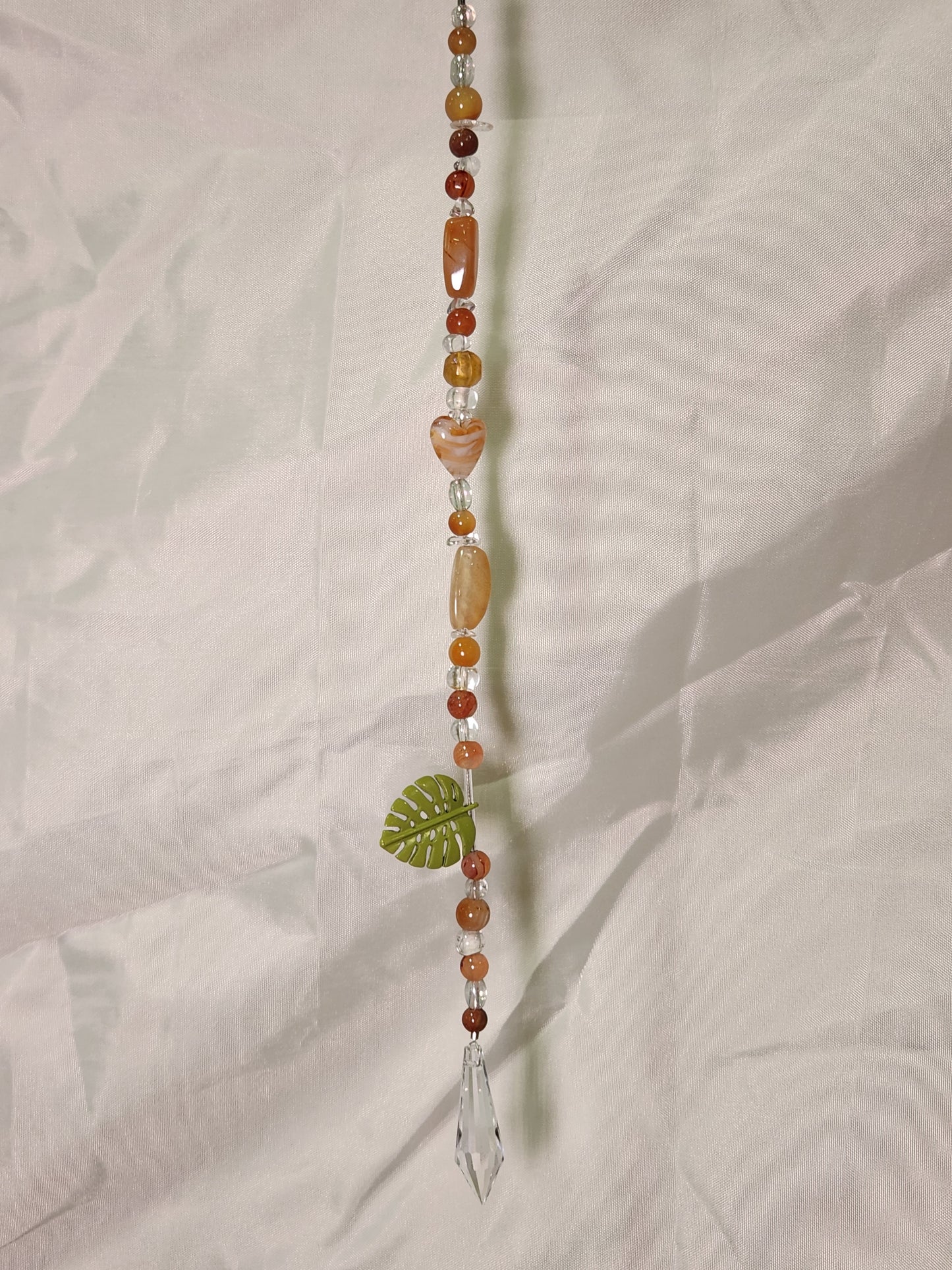 Peach, Clear & Tropical Monstera Suncatcher