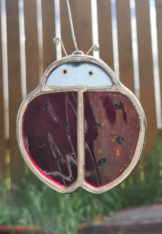 Small Hanging Red Waterglass Stained Glass Ladybug