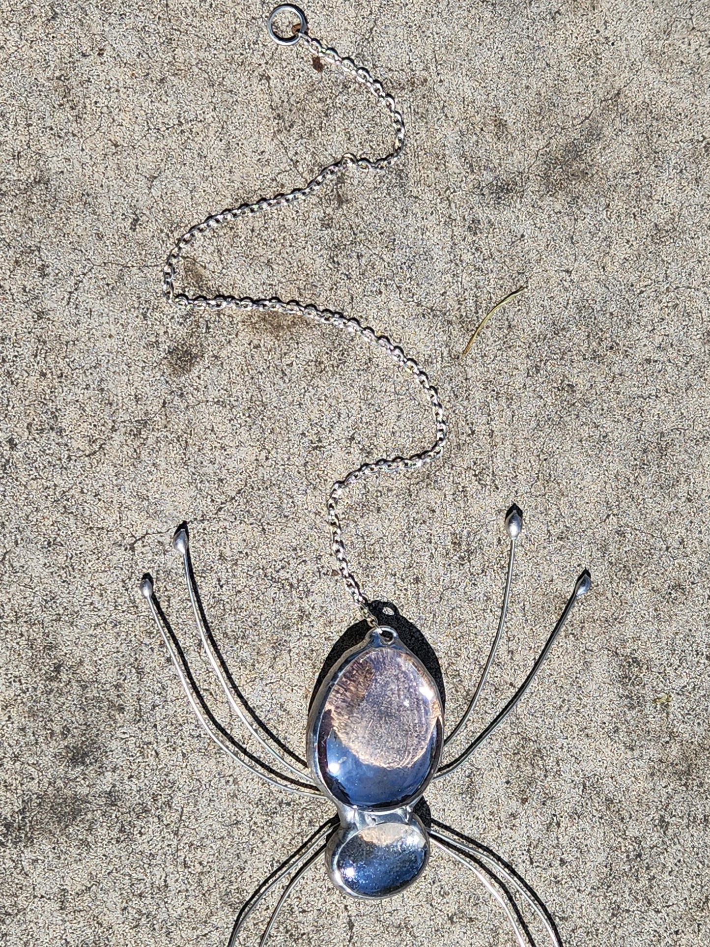 Hanging Light Pink Stained Glass Spider