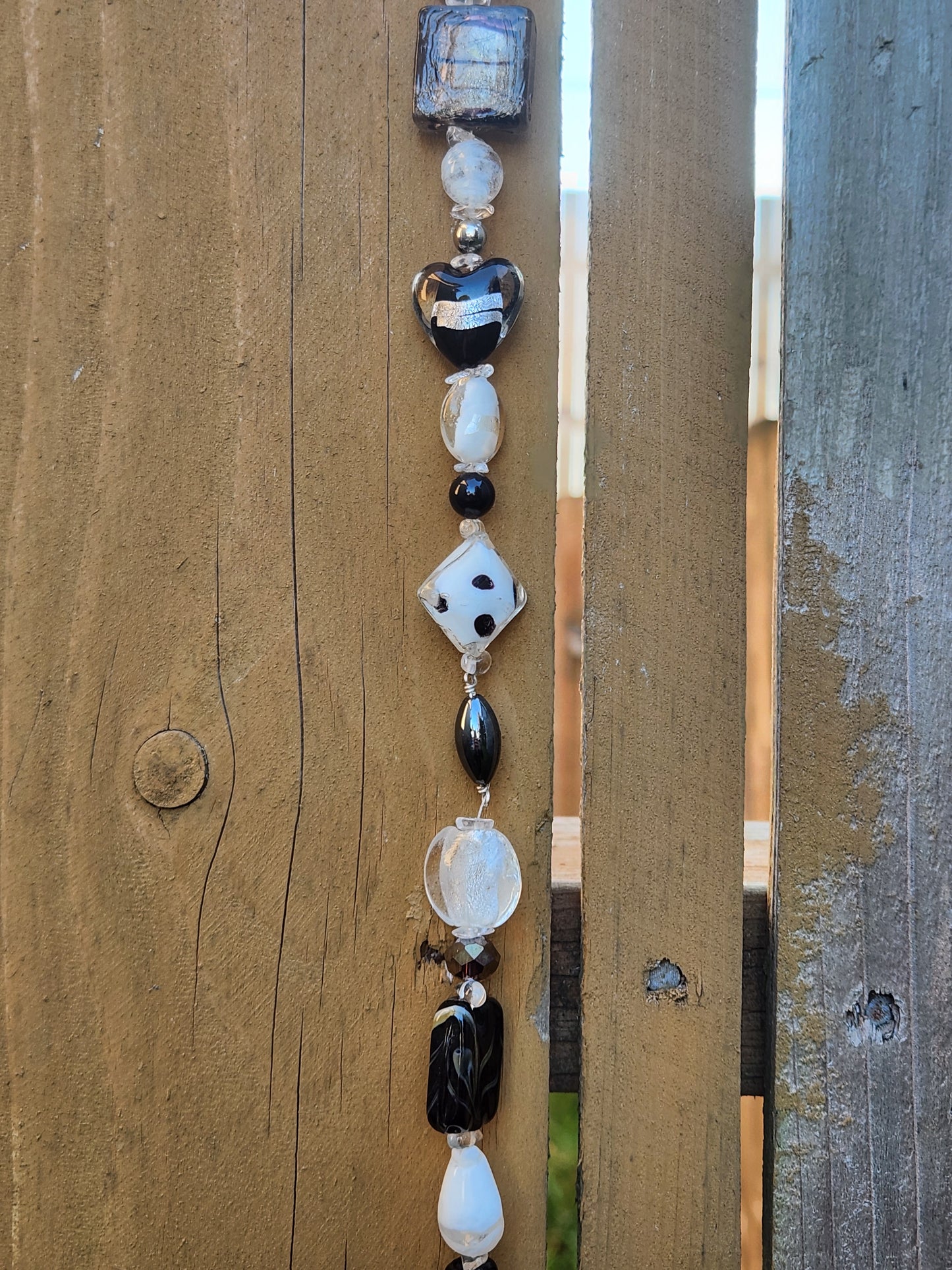 Black, White & Hematite Suncatcher