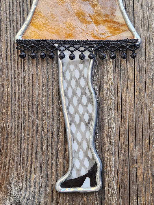 Caramel Cream Lamp Shade Stained Glass Leg Lamp Ornament