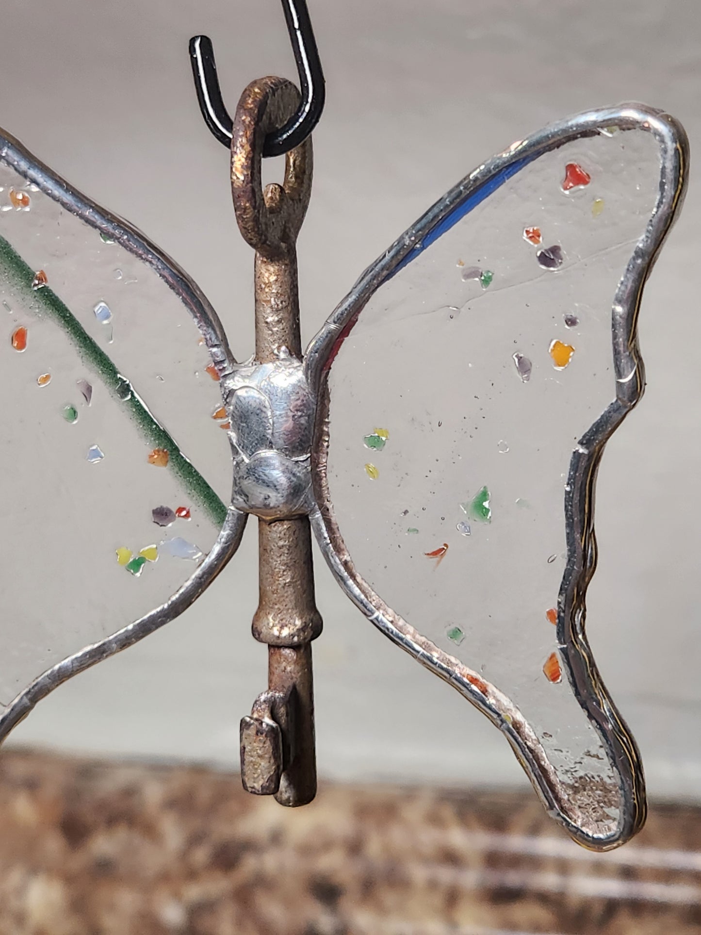 Rainbow Confetti Stained Glass Flying Key