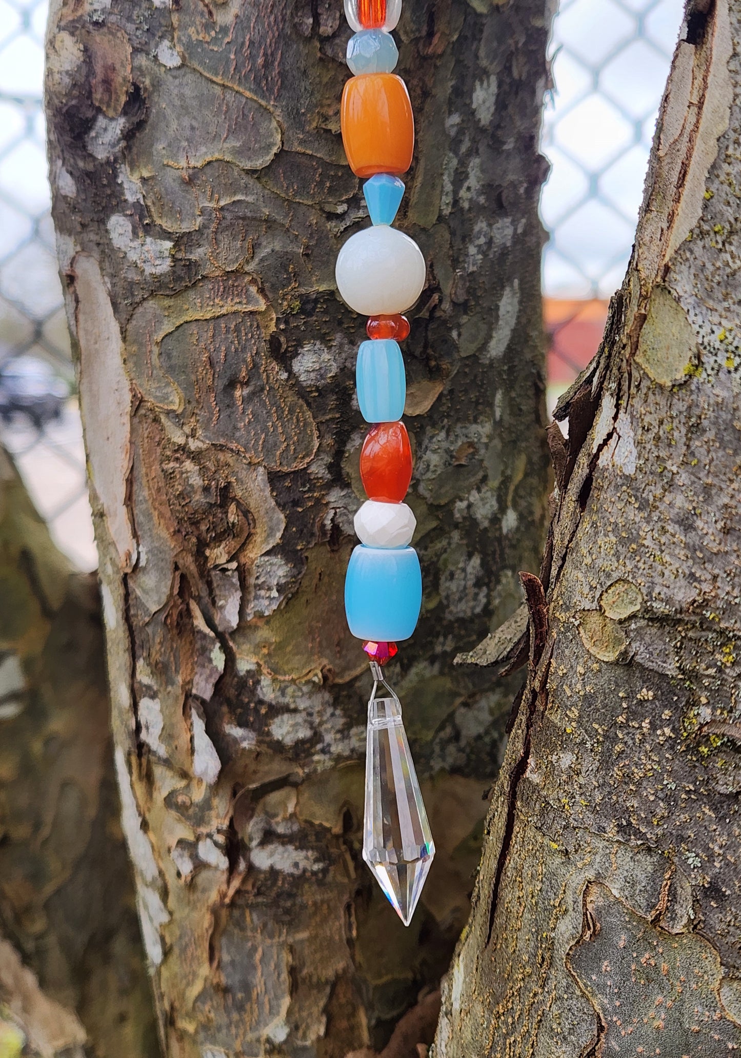 Light Blue, Orange & White Suncatcher