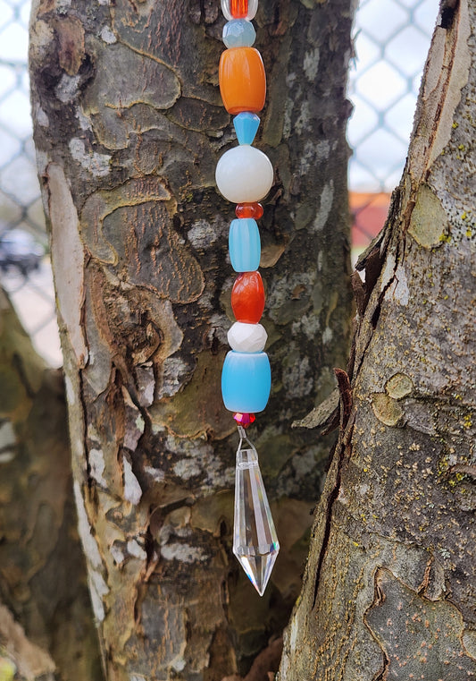 Light Blue, Orange & White Suncatcher