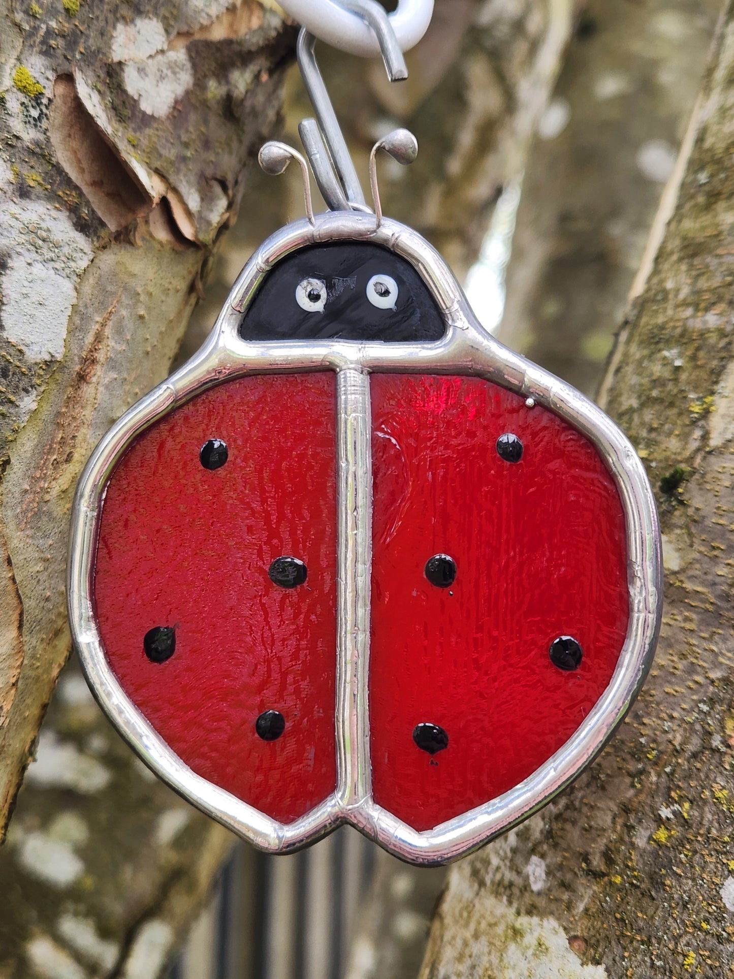 Small Hanging Red Stained Glass Ladybug