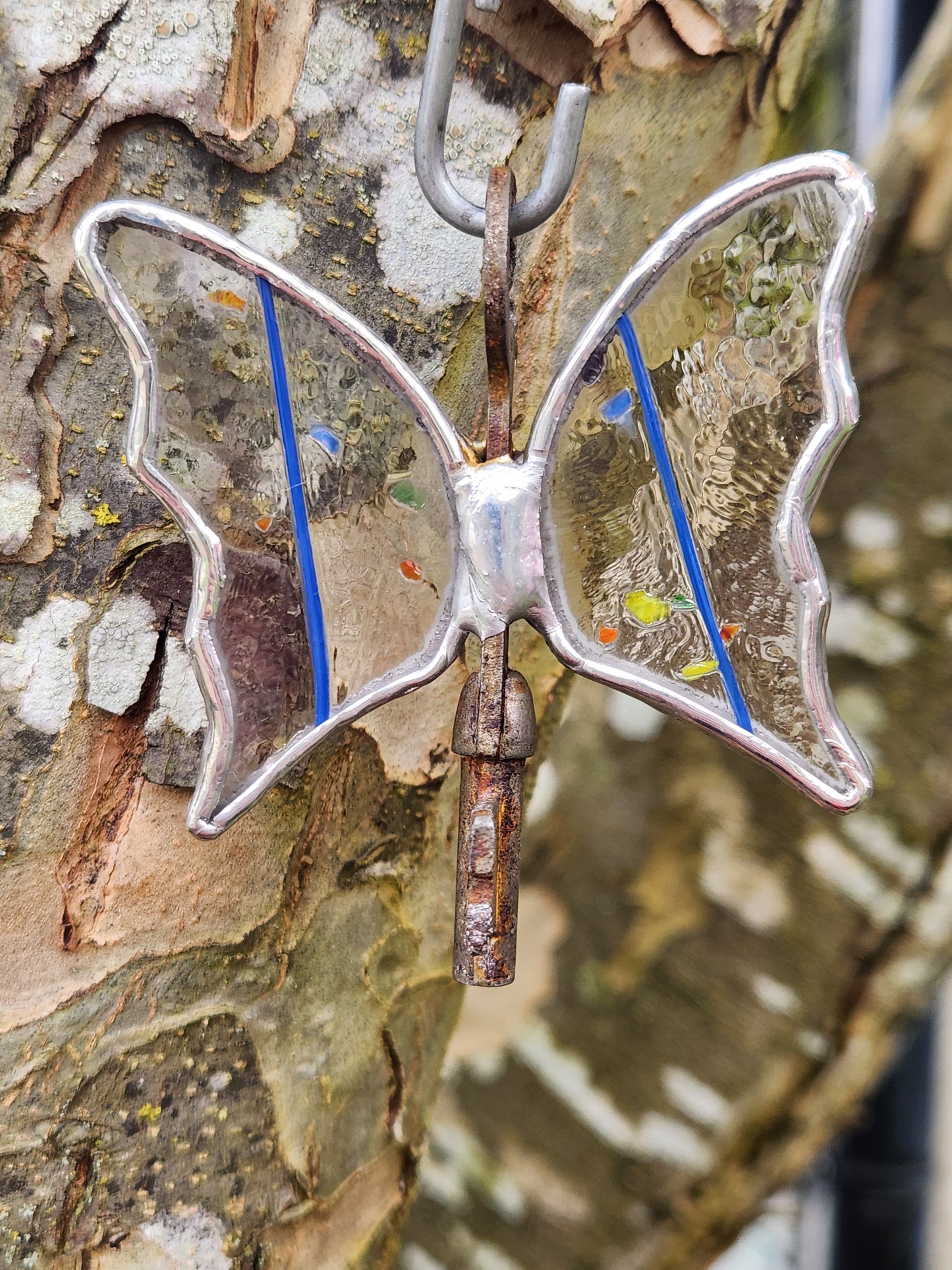 Rainbow Confetti Stained Glass Flying Key