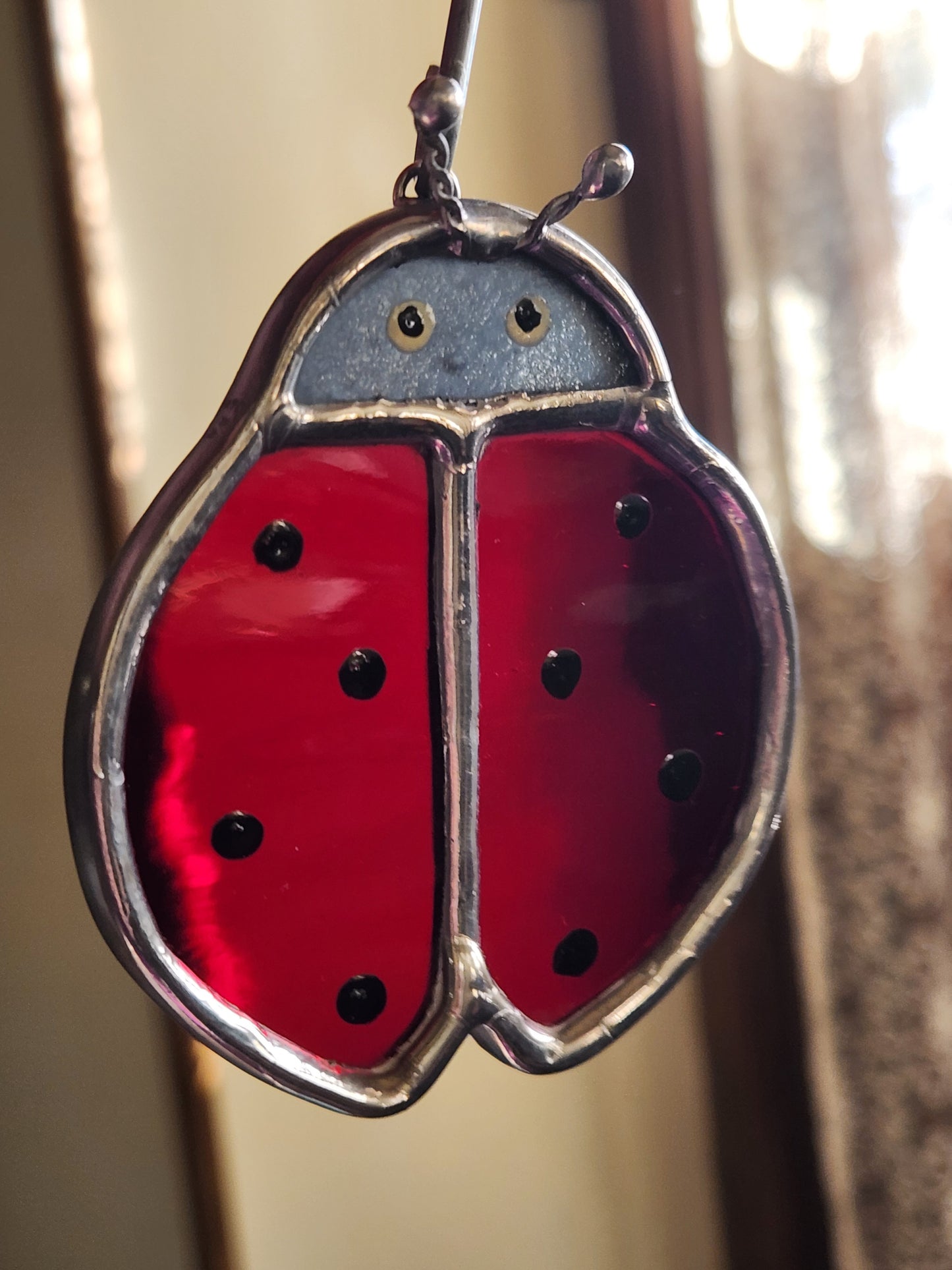 Small Hanging Red Waterglass Stained Glass Ladybug