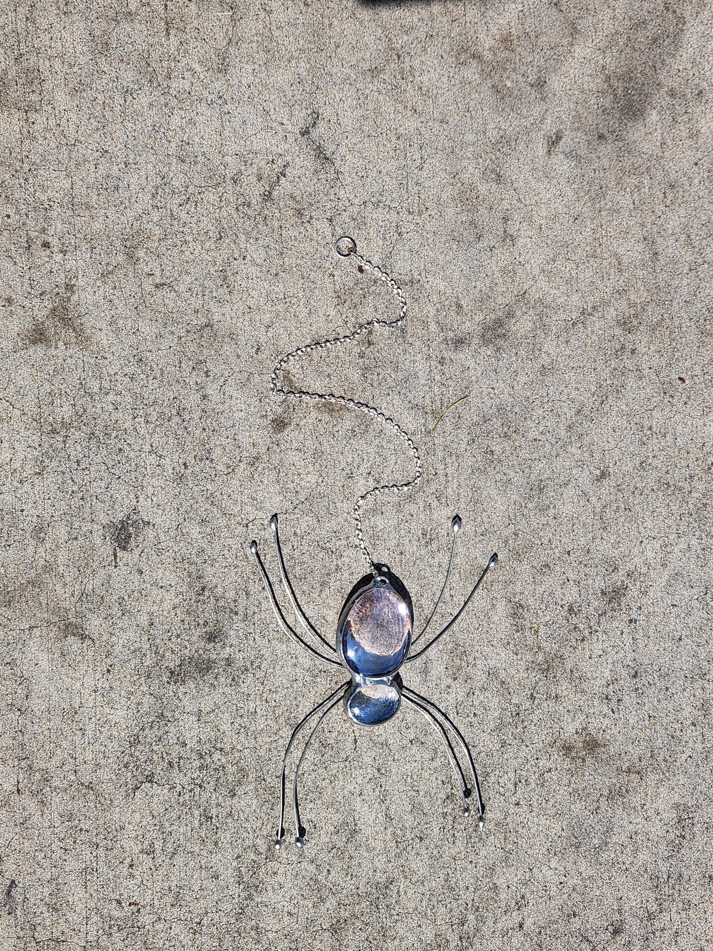 Hanging Light Pink Stained Glass Spider