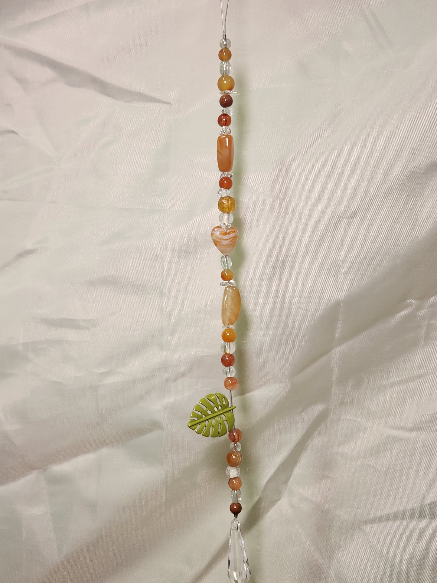 Peach, Clear & Tropical Monstera Suncatcher