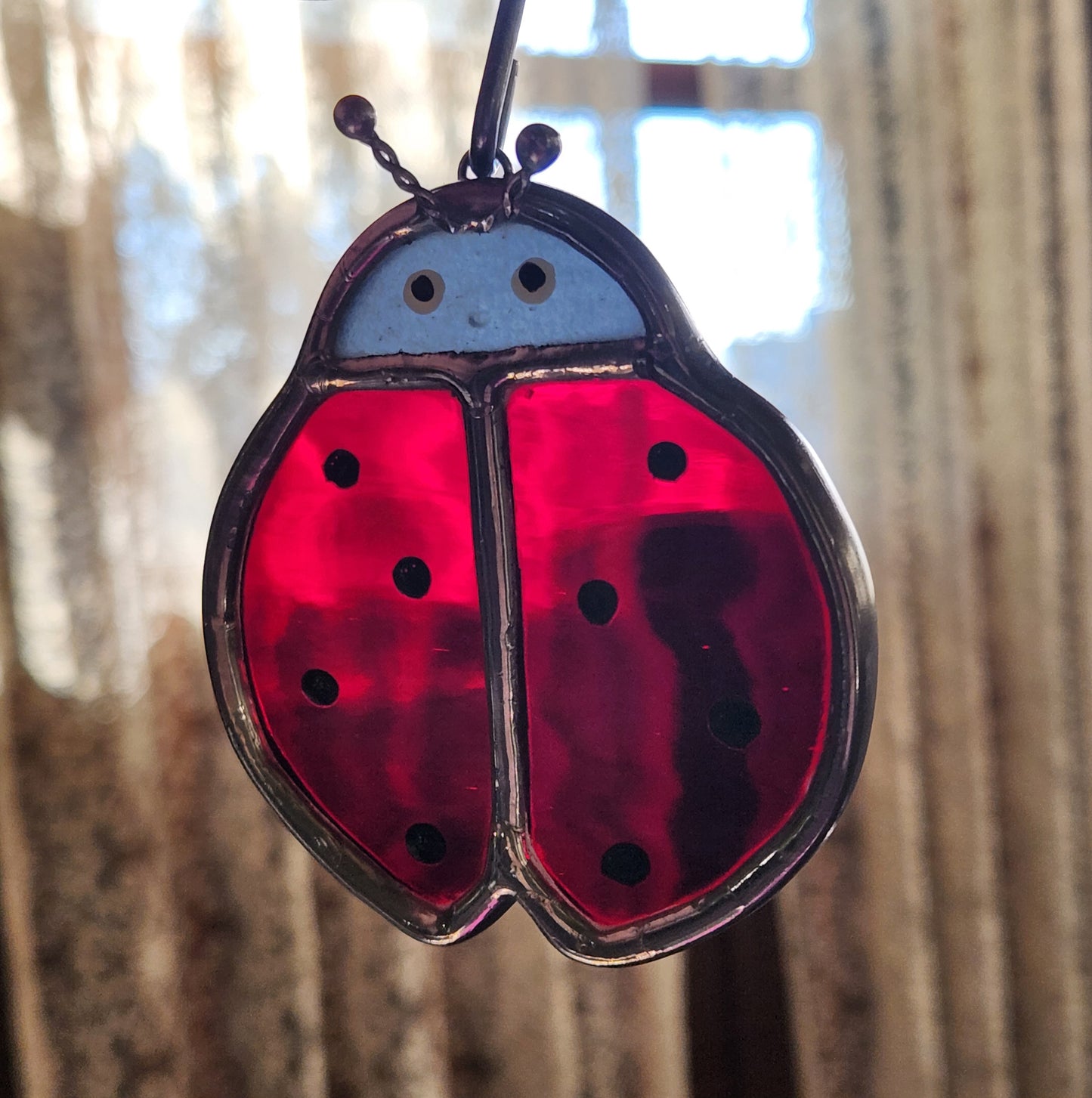 Small Hanging Red Waterglass Stained Glass Ladybug