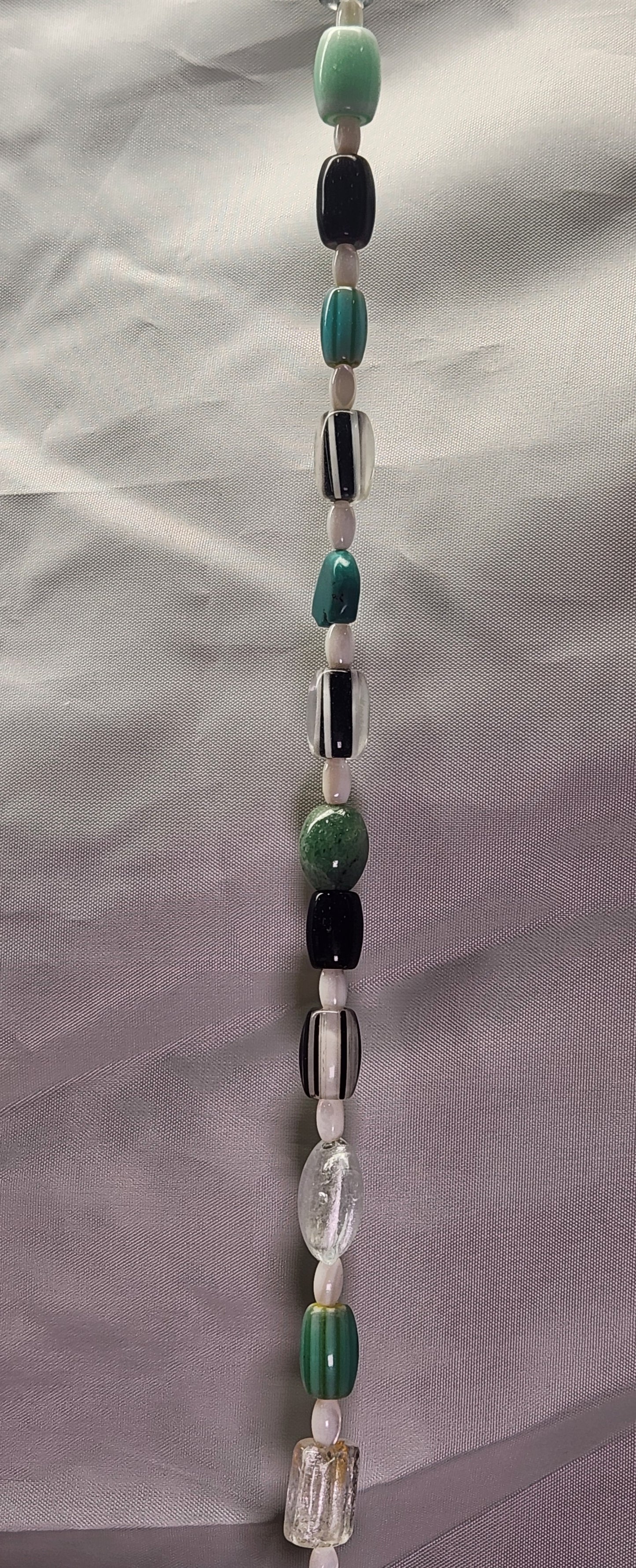 Black, White and Teal Barrel Suncatcher