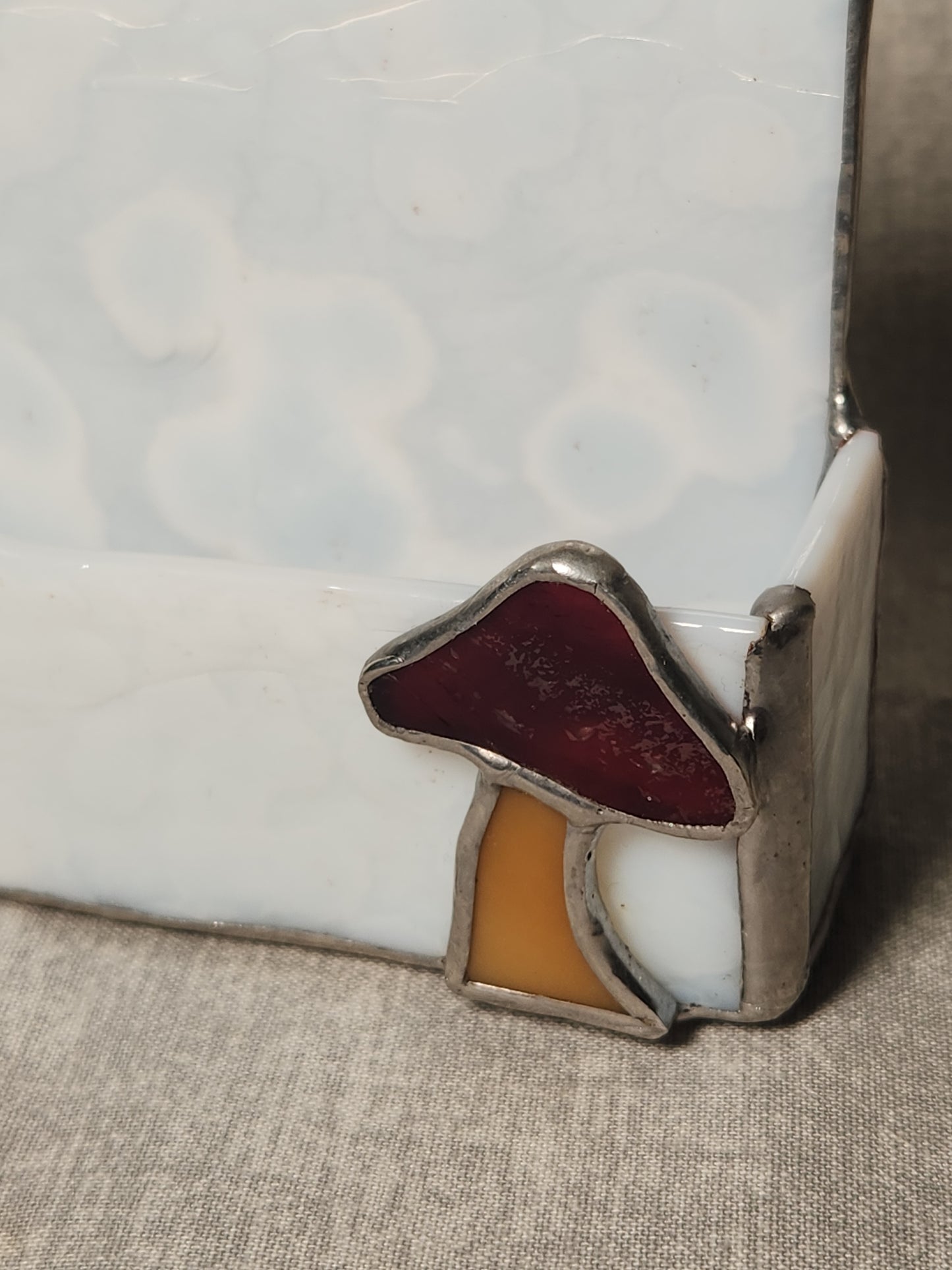 White Mottled Stained Glass Business Card Holder