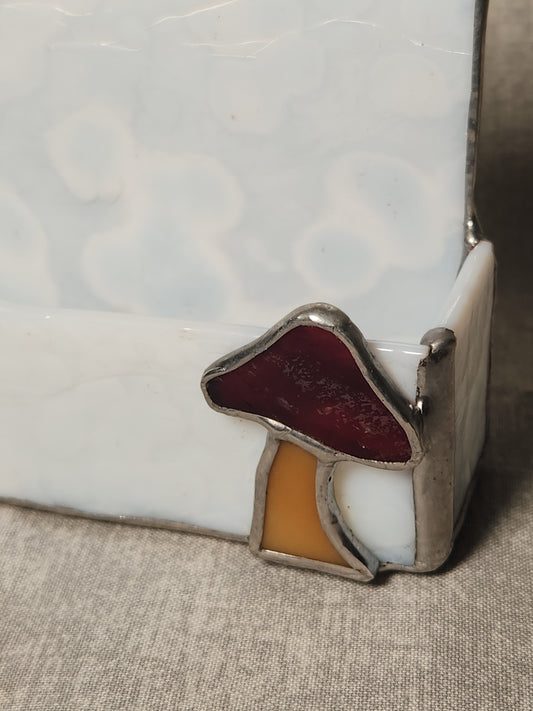 White Mottled Stained Glass Business Card Holder