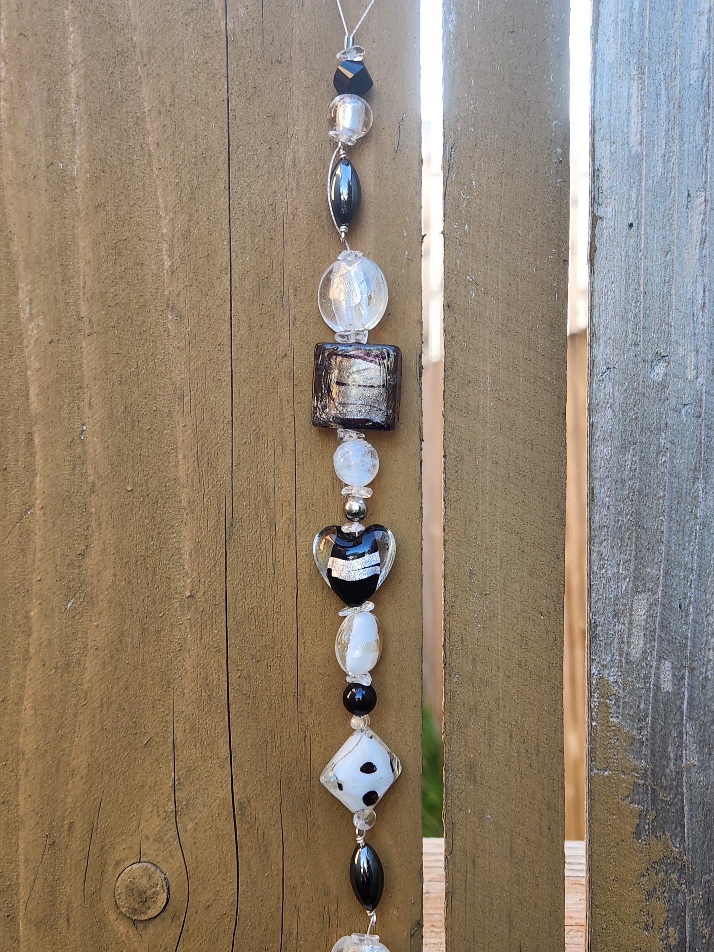 Black, White & Hematite Suncatcher