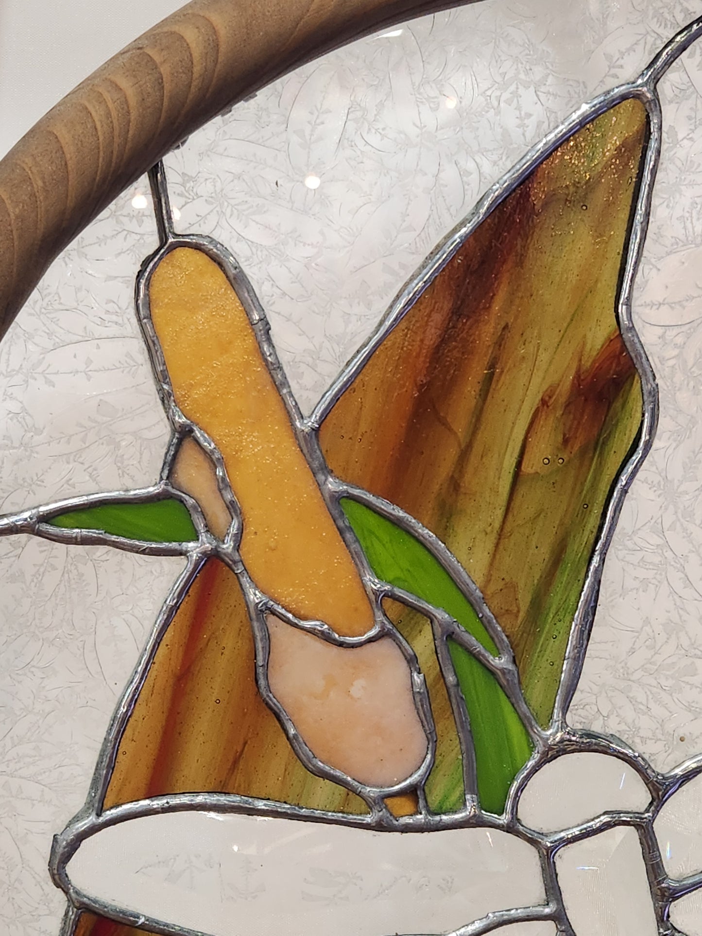 Dragonfly & Cattail Stained Glass Panel