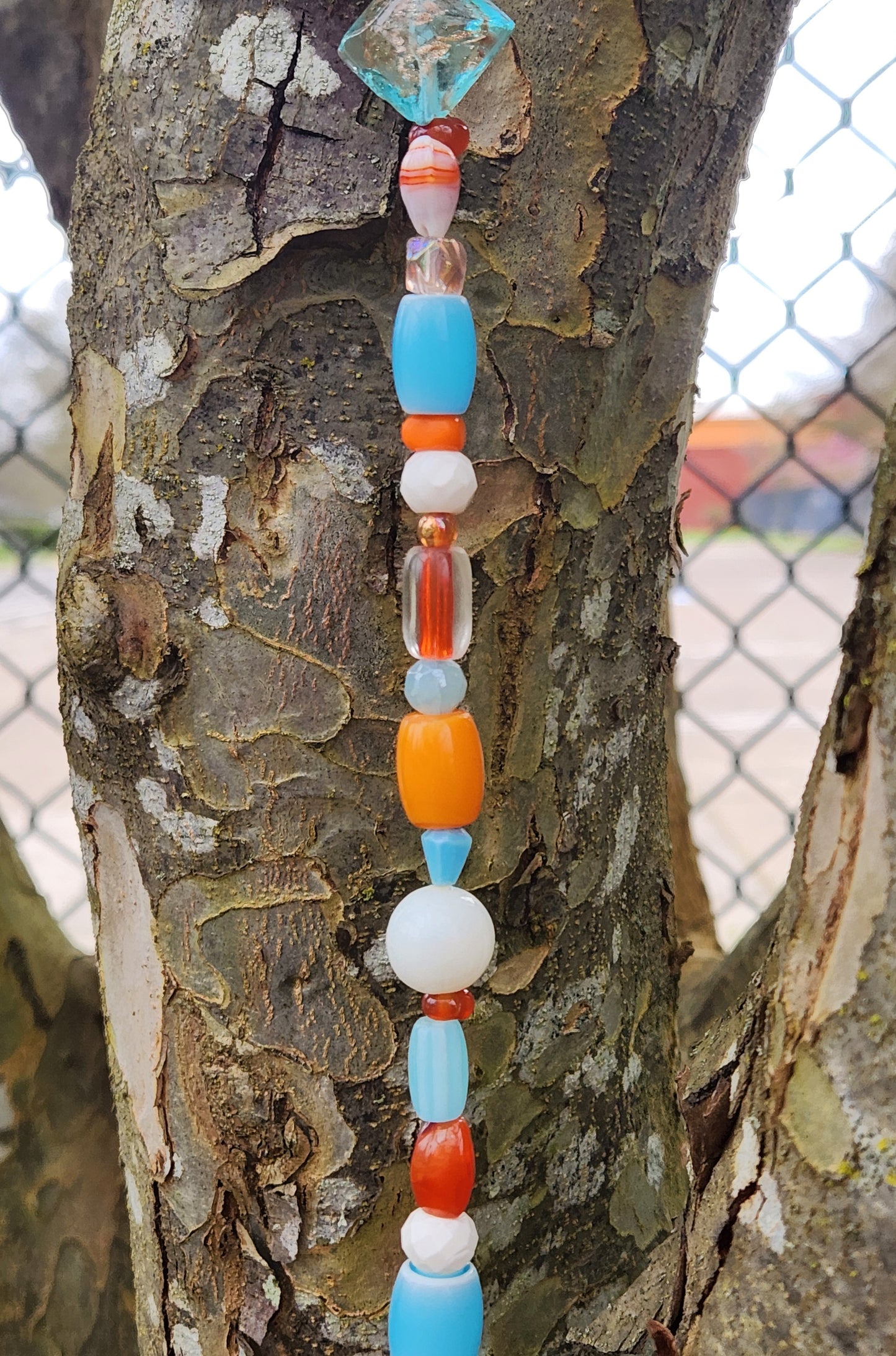 Light Blue, Orange & White Suncatcher