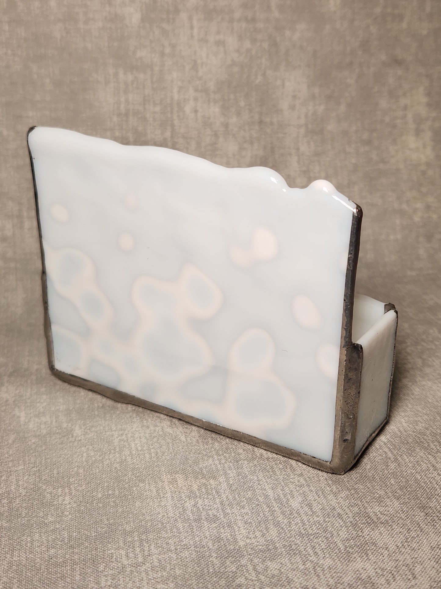 White Mottled Stained Glass Business Card Holder
