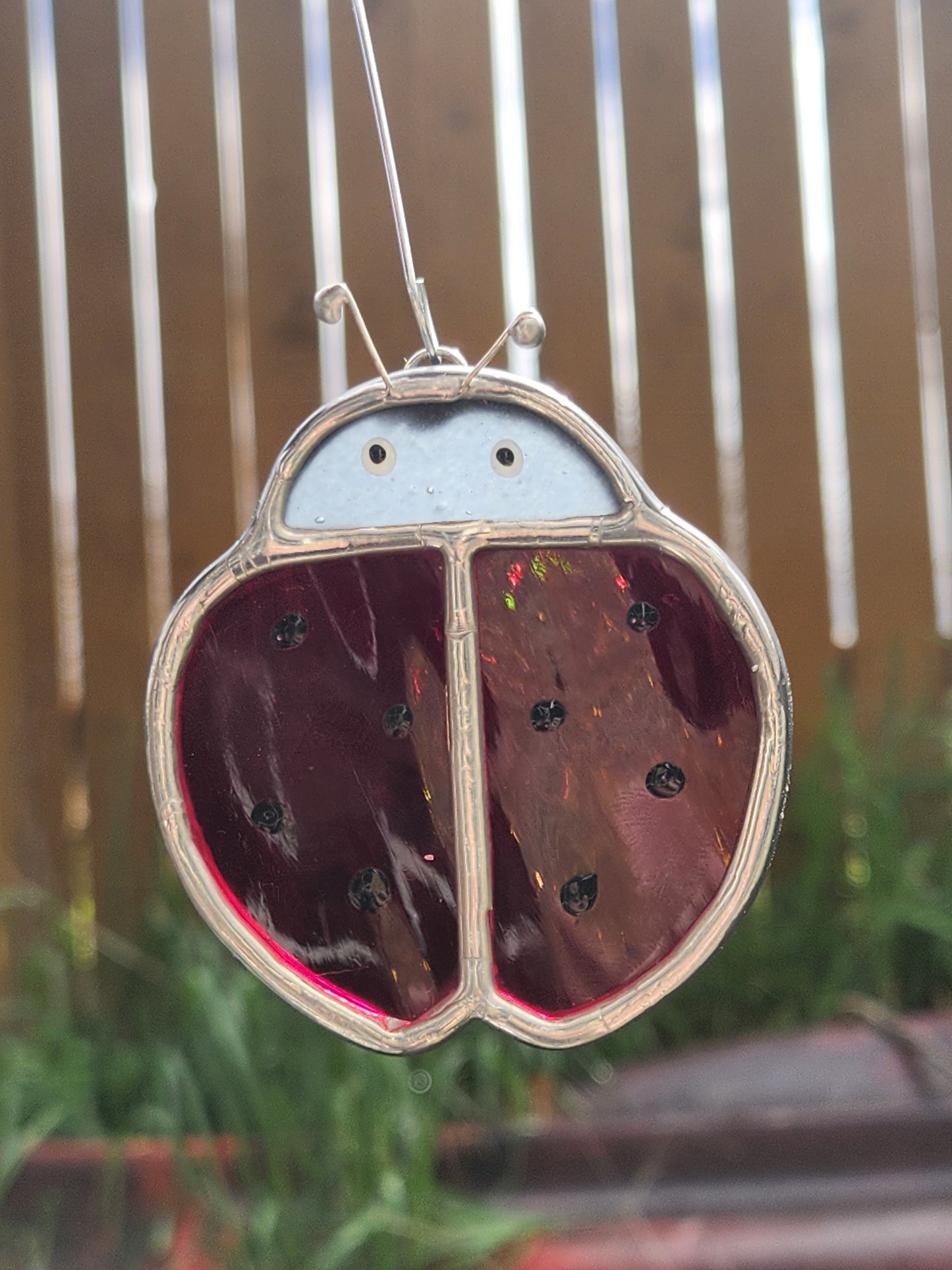 Small Hanging Red Waterglass Stained Glass Ladybug