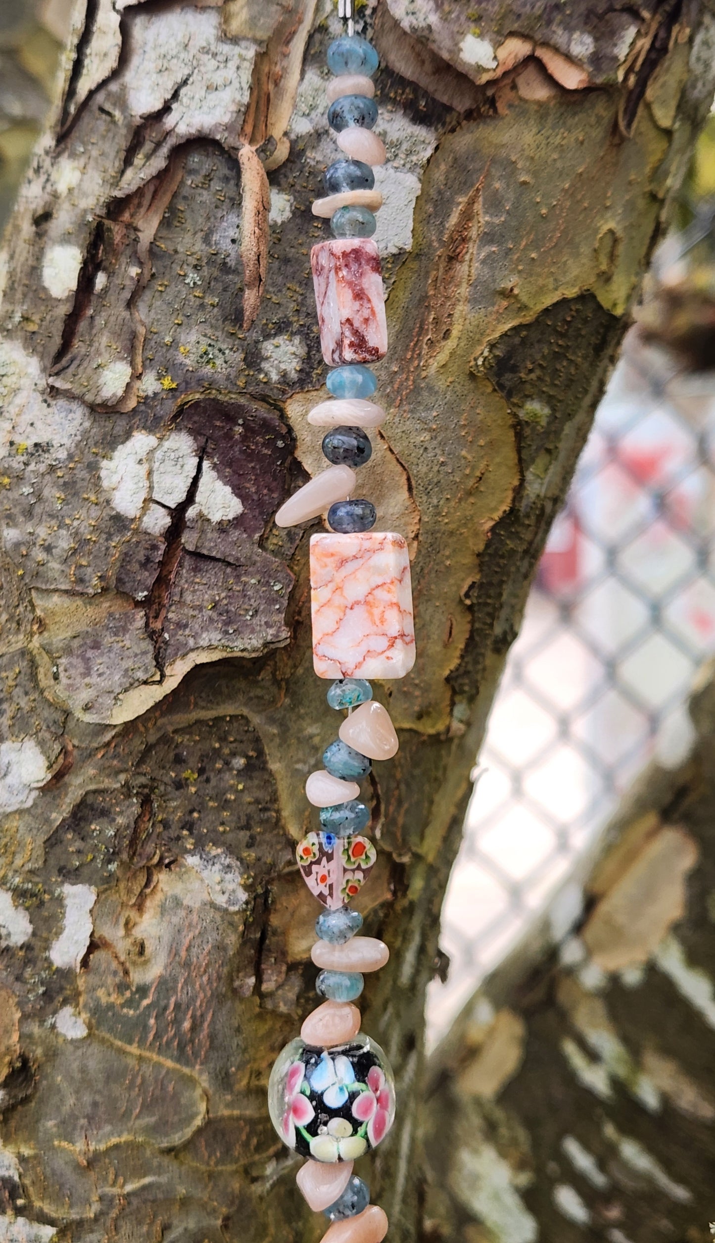 Aqua & Pink Gemstone Suncatcher