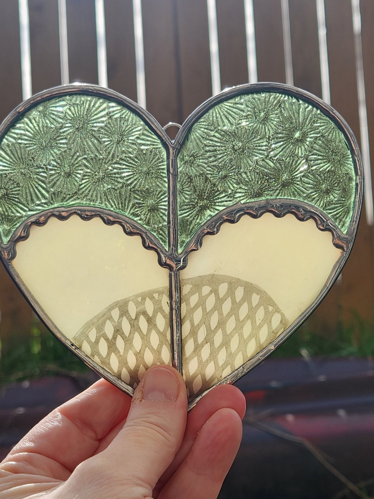 Green Florentine Stained Glass Heart Shaped Booty