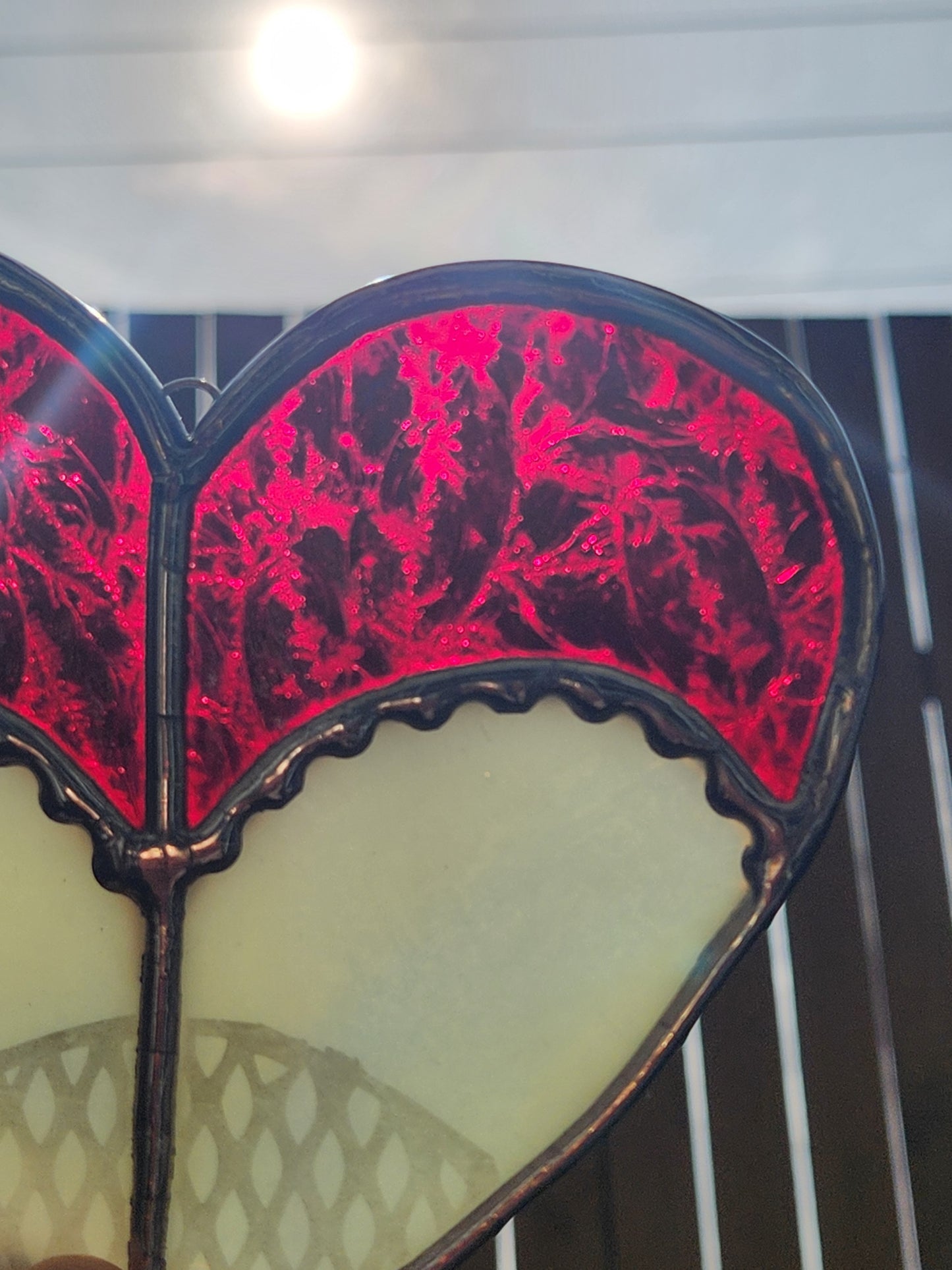 Vintage Red Iceflake Stained Glass Heart Shaped Booty