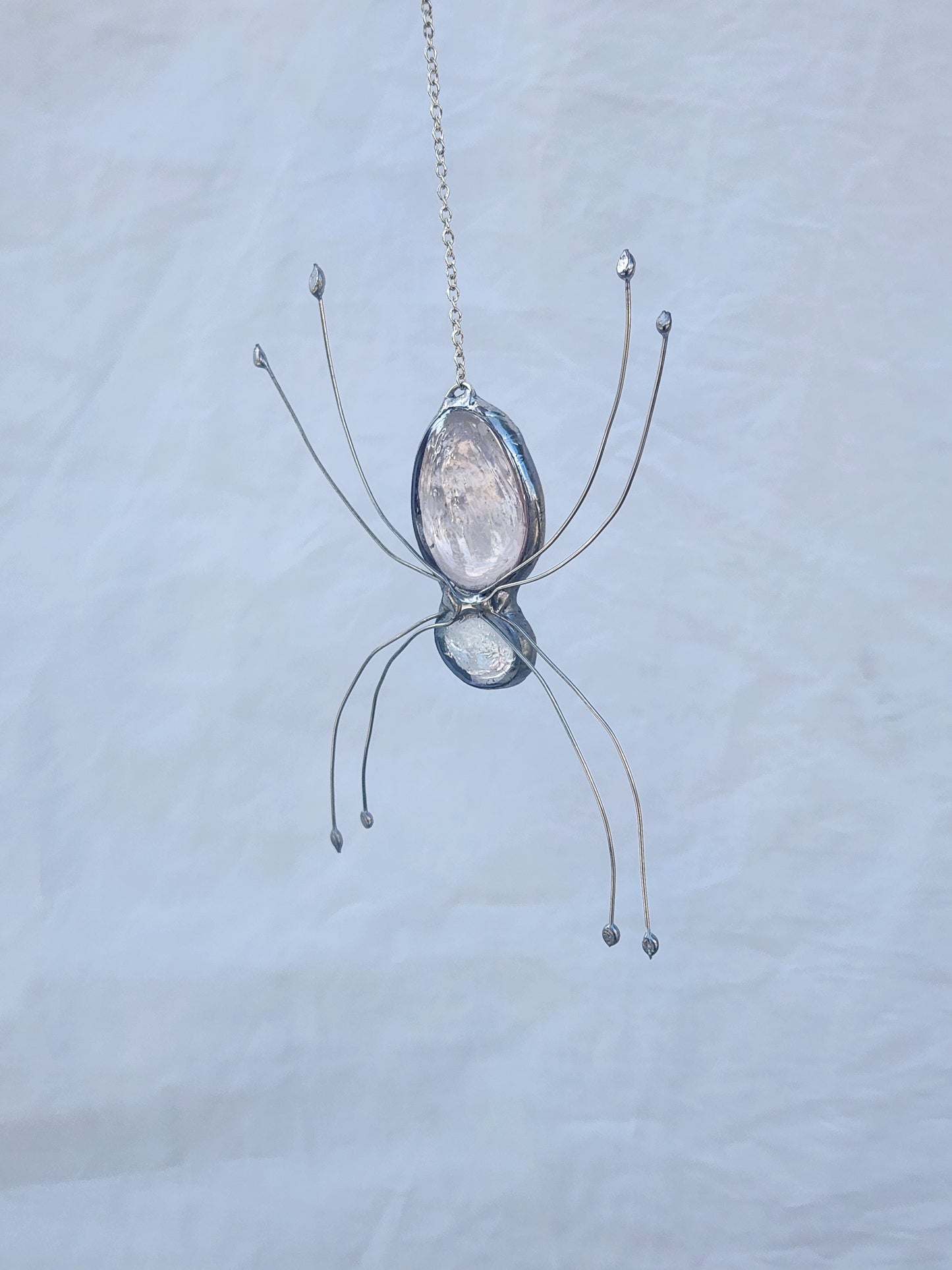 Hanging Light Pink Stained Glass Spider