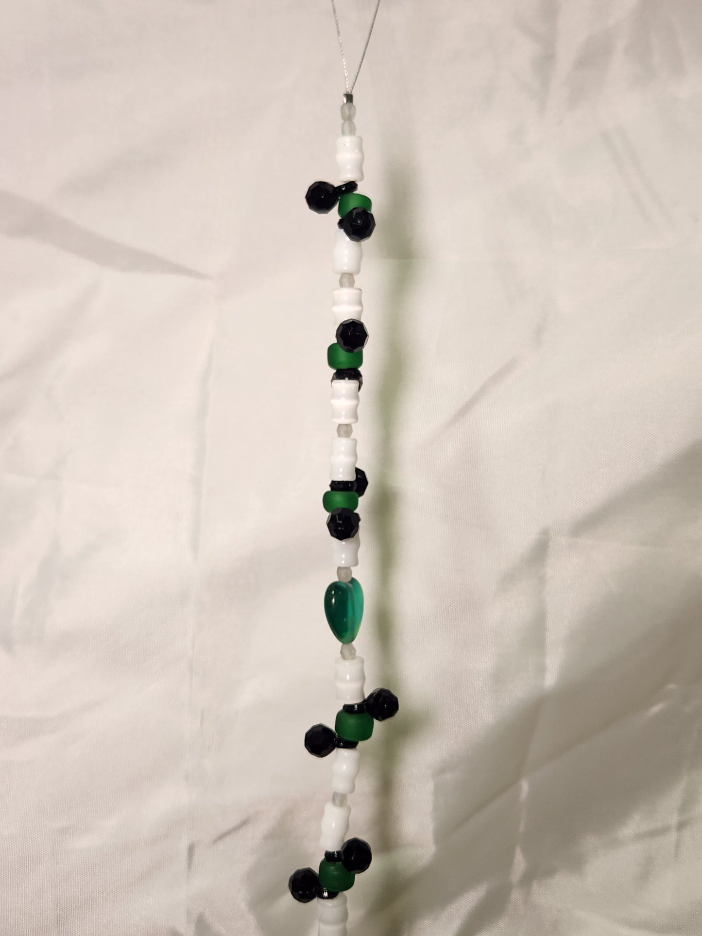 White Cateye Bamboo, Black & Green Suncatcher