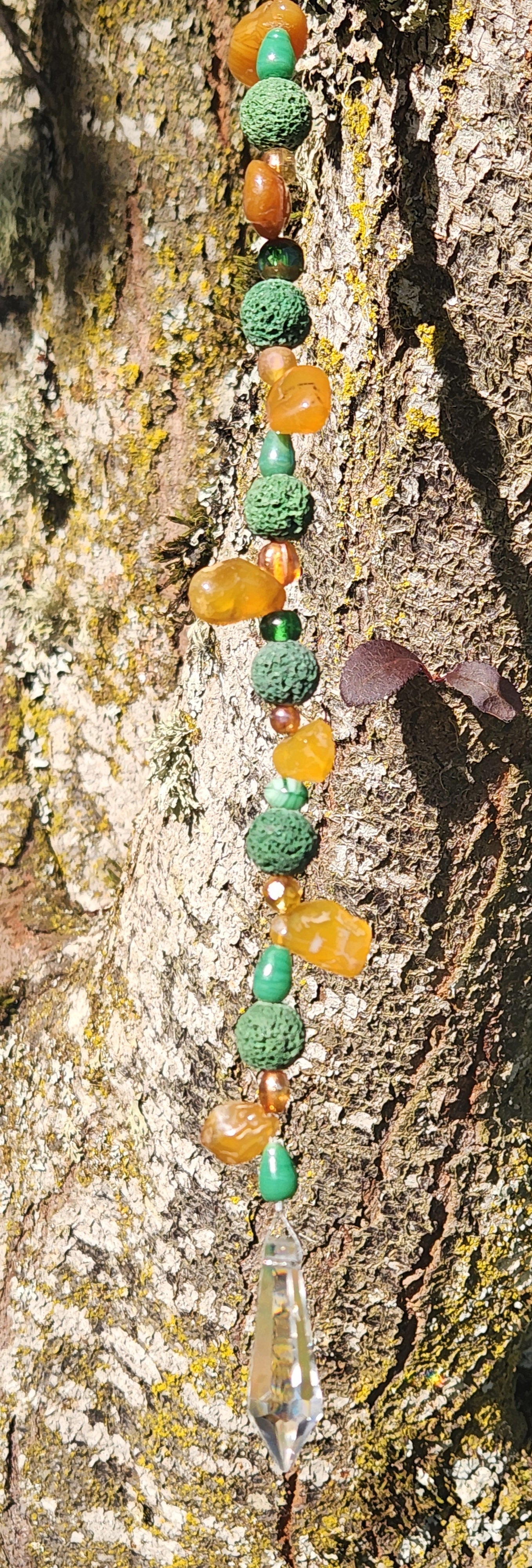 Mossy Green & Amber Suncatcher