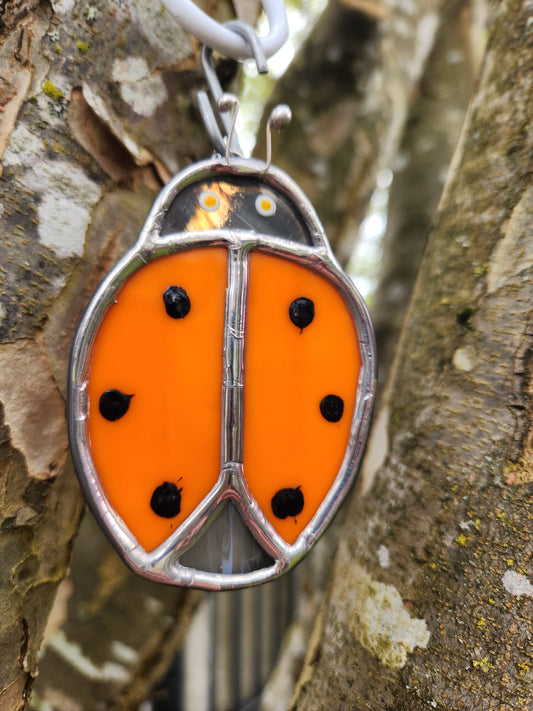 Small Hanging Orange Stained Glass Beetle