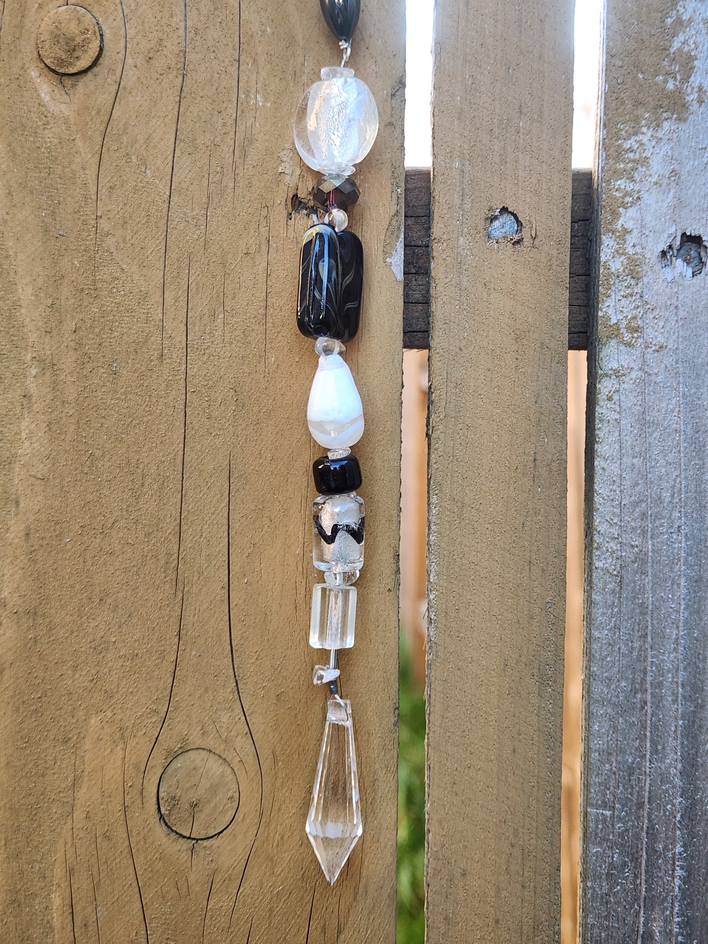 Black, White & Hematite Suncatcher