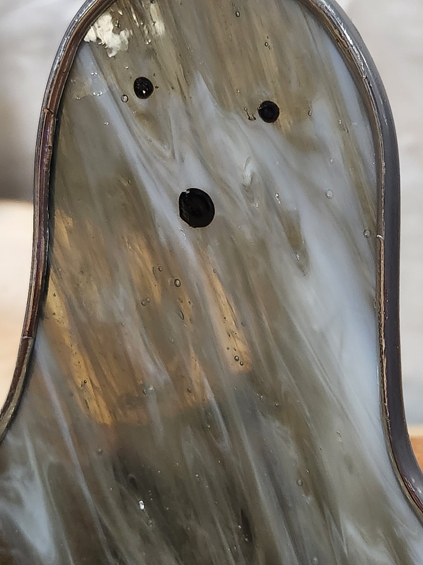 Gray Streaky Floating Stained Glass Ghost Plant Stake