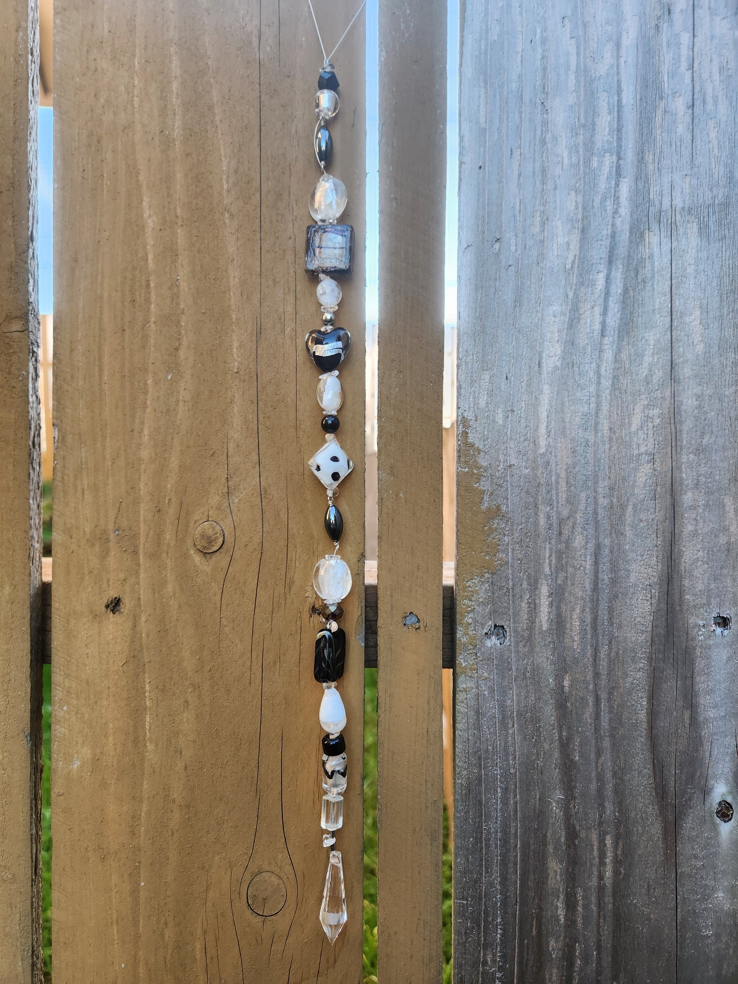 Black, White & Hematite Suncatcher