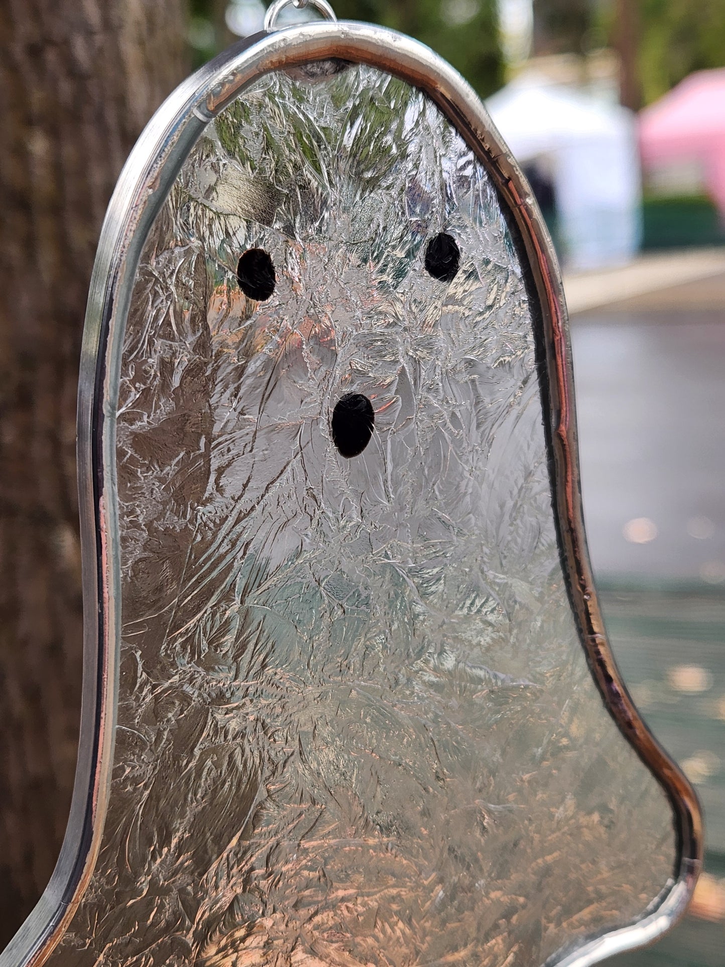 Clear Waterfall Hanging Floating Stained Glass Ghost