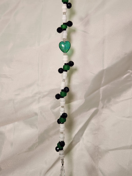 White Cateye Bamboo, Black & Green Suncatcher