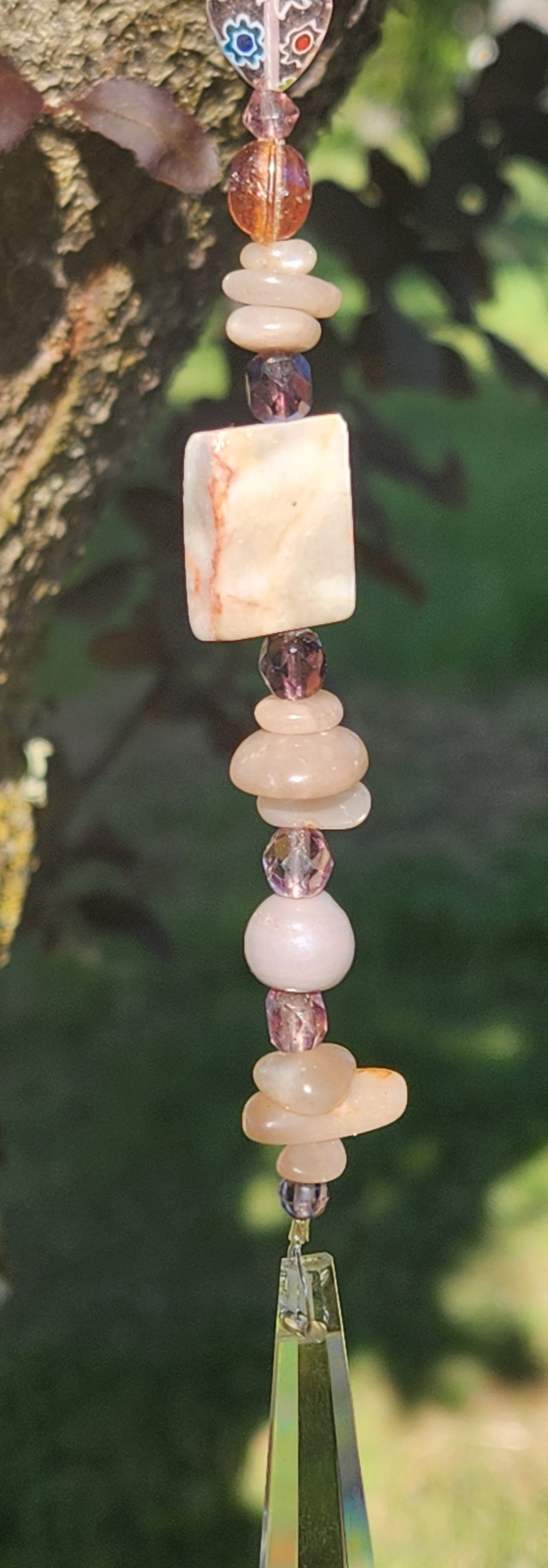 Peach Moonstone Suncatcher